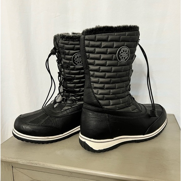 Totes Women's Weather Boots in Black/Pewter. Style E70564. Size 8. - Picture 2 of 12